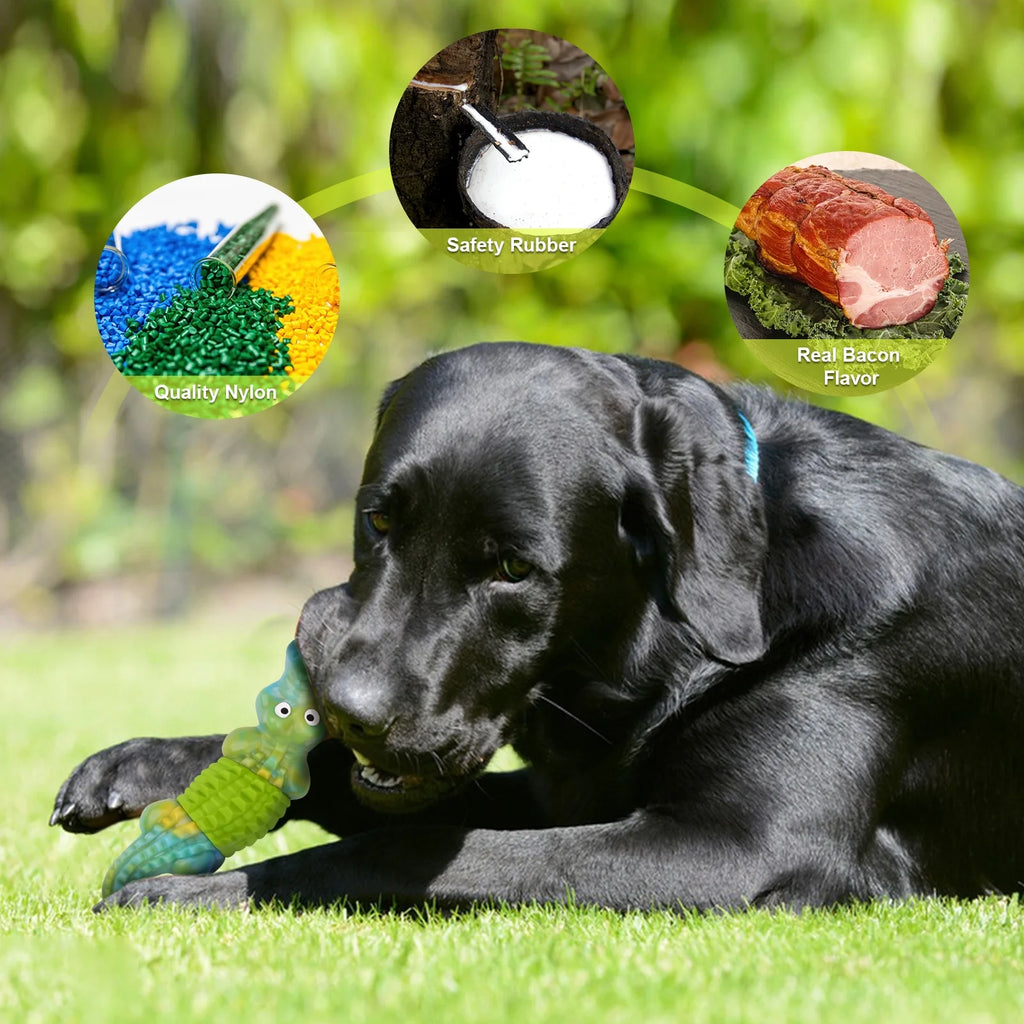 Cocodrilo Masticador KovaPets: Juguete Indestructible con Sabor a Tocino para Mordidas Extremas