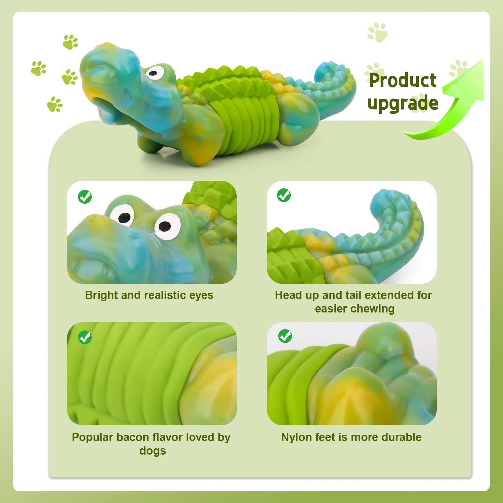 Cocodrilo Masticador KovaPets: Juguete Indestructible con Sabor a Tocino para Mordidas Extremas