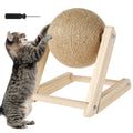 Pelota rascadora de sisal natural para gatos con hierba gatera - Poste rascador interactivo de madera maciza (7x7x6,3 pulgadas) con pelota giratoria para gatos y gatitos de interior