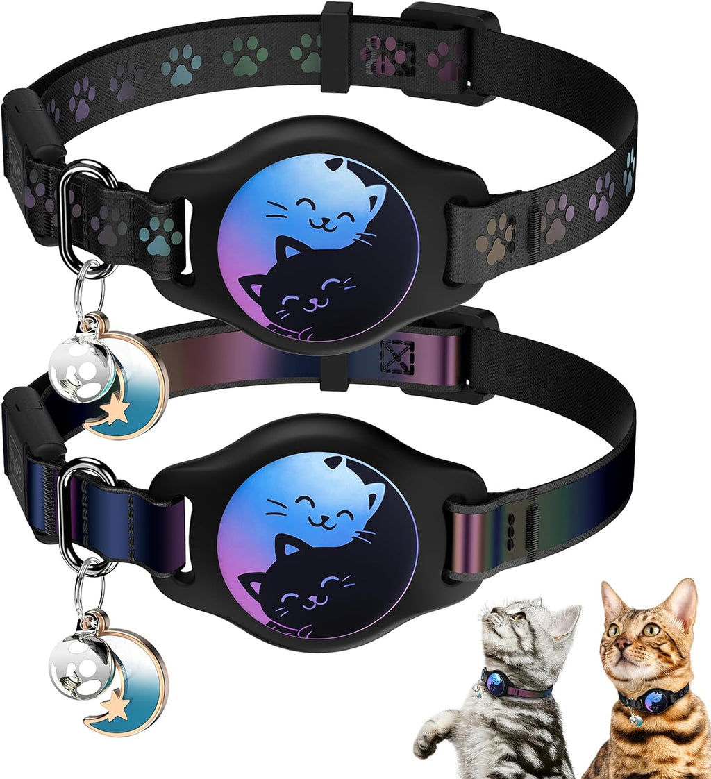Paquete Doble: Collar KovaPets para Gato con Soporte para Apple AirTag y Broche de Seguridad(8-11")