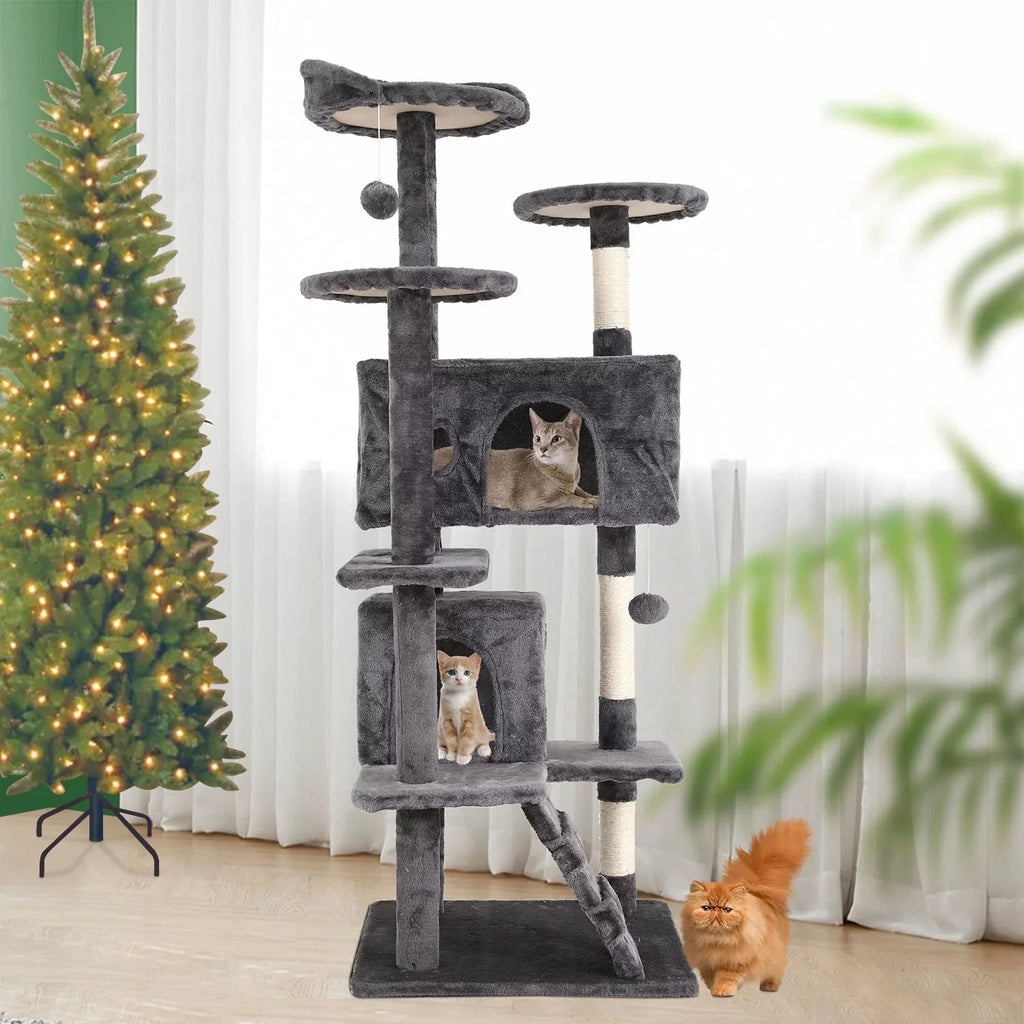 Torre Rascadora KovaPets Premium: Centro de Entretenimiento de Madera y Sisal Natural (4 Niveles)