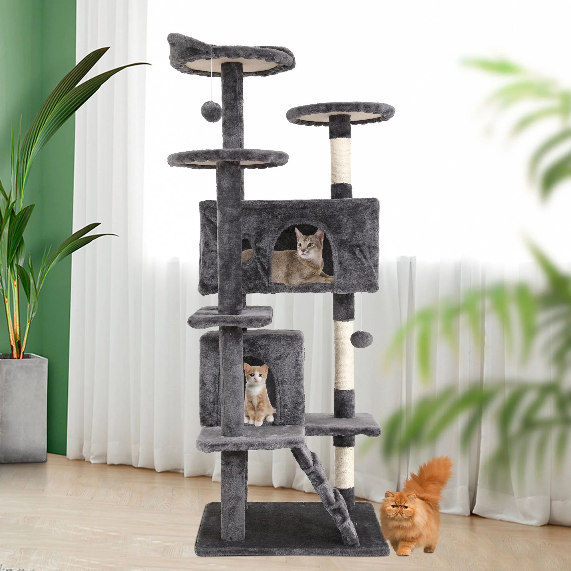 Torre Rascadora KovaPets Premium: Centro de Entretenimiento de Madera y Sisal Natural (4 Niveles)